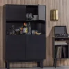 Woood Finca Buffet-/ Drankkast Grenen Diep Zwart [fsc] Online