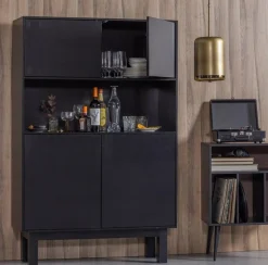 Woood Finca Buffet-/ Drankkast Grenen Diep Zwart [fsc] Online
