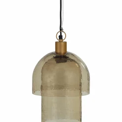 Woood Gigi hanglamp dubbele kap gehamerd glas naturel Sale