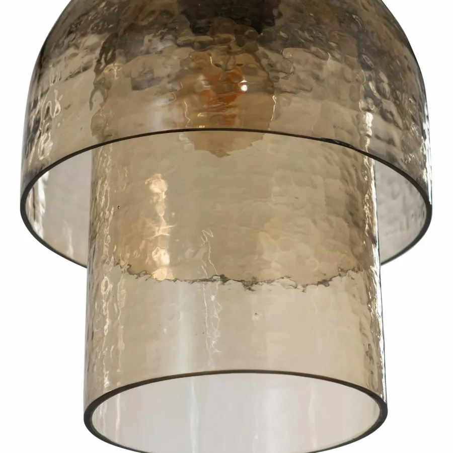Woood Gigi hanglamp dubbele kap gehamerd glas naturel Sale