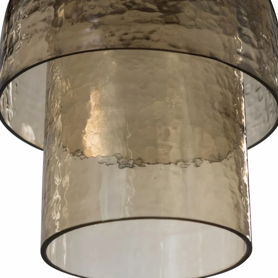 Woood Gigi hanglamp dubbele kap gehamerd glas naturel Sale