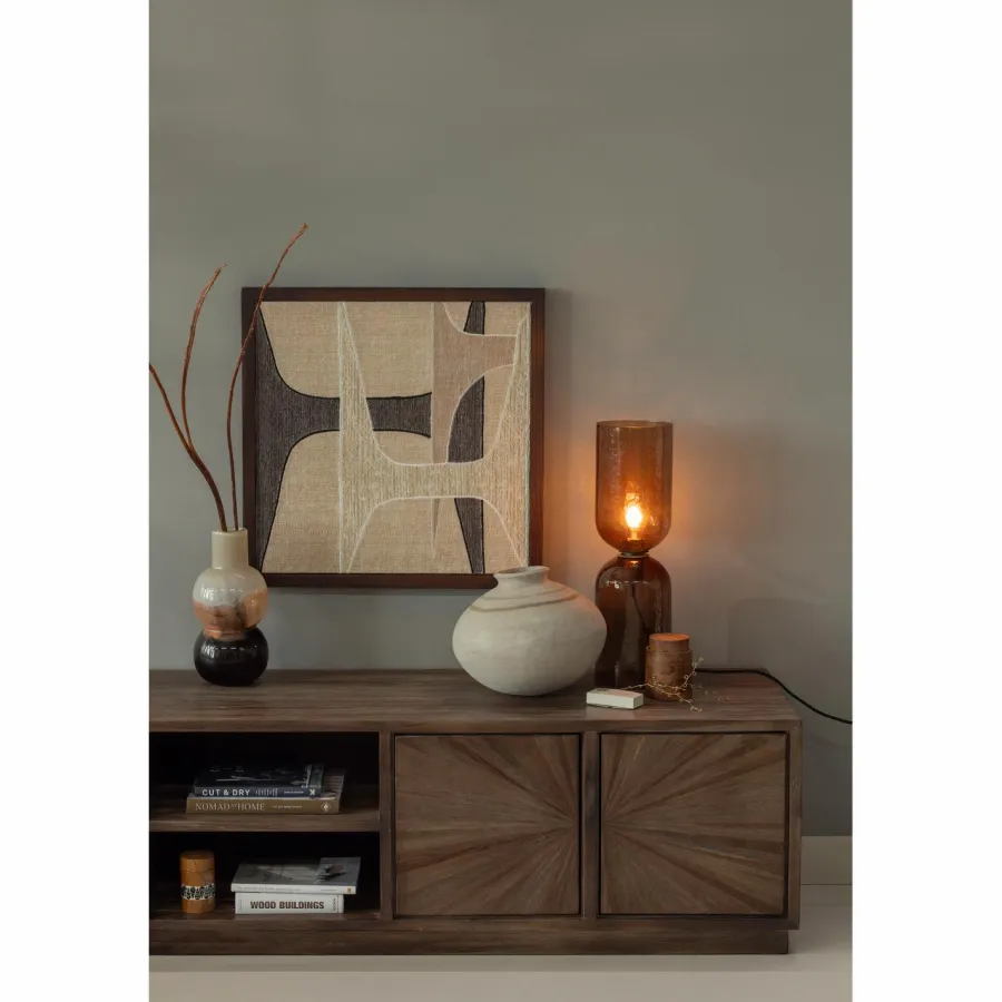 Woood Gigi tafellamp gehamerd glas 51xo15cm bruin