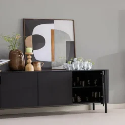Woood Gunnar Dressoir 200 Cm Grenen Matzwart [fsc] Discount