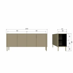 Woood Gunnar Dressoir 200 Cm Grenen Matzwart [fsc] Discount