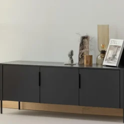 Woood Gunnar tv meubel 154 cm grenen matzwart [fsc] Sale