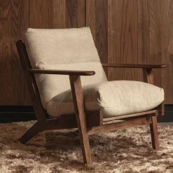 Woood Houston fauteuil bouclé/hout naturel Clearance