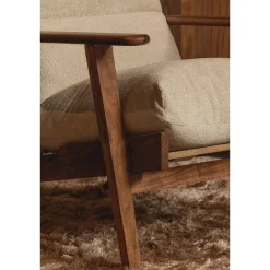 Woood Houston fauteuil bouclé/hout naturel Clearance