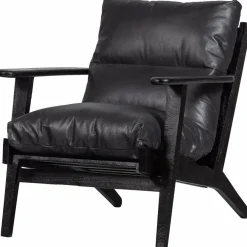 Woood Houston fauteuil echt leer zwart Sale