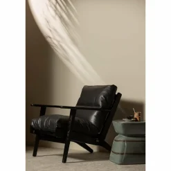 Woood Houston fauteuil echt leer zwart Sale