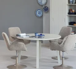 Woood Janne uitschuifbare eettafel rond eiken dakargrau [fsc]