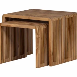 Woood Jasmijn Bijzettafel Recycled Teak Naturel - Set Van 2 Sale