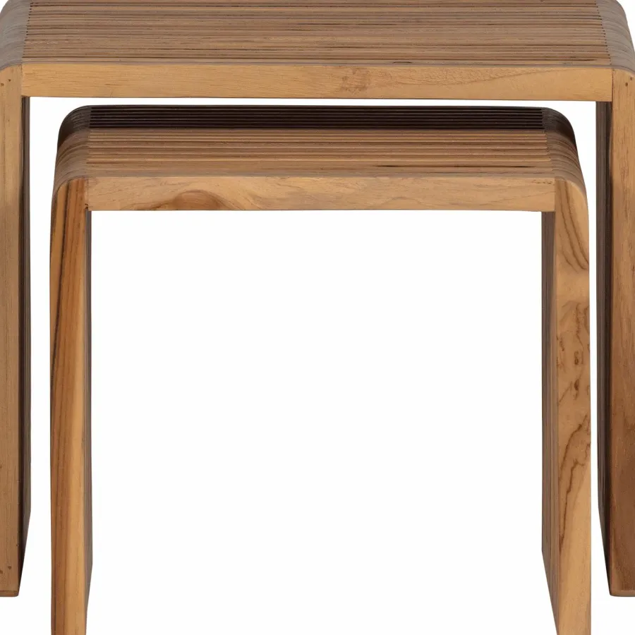 Woood Jasmijn Bijzettafel Recycled Teak Naturel - Set Van 2 Sale