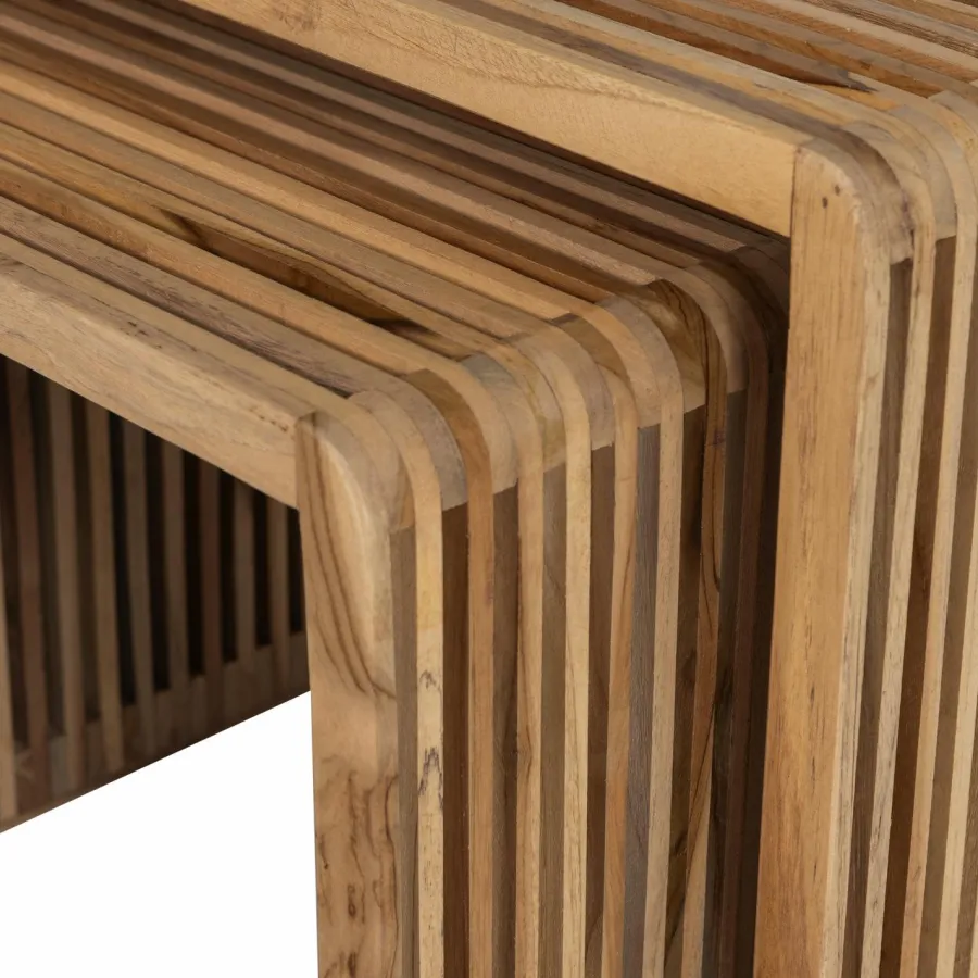 Woood Jasmijn Bijzettafel Recycled Teak Naturel - Set Van 2 Sale