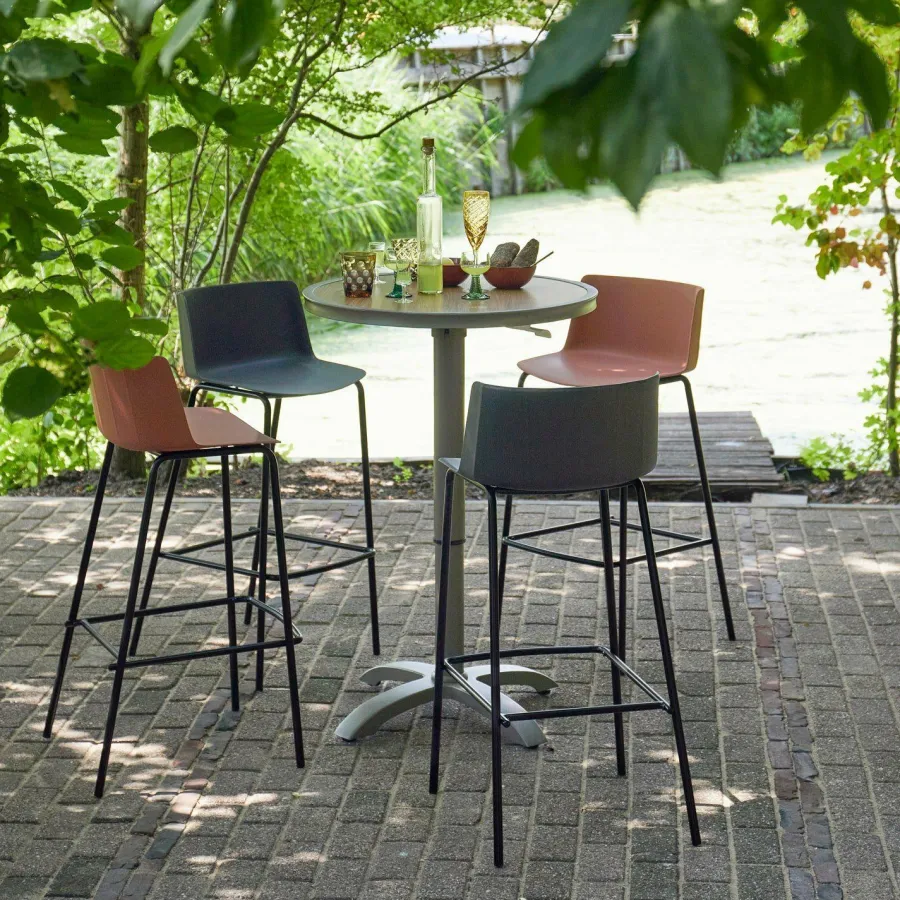 Woood Jeppe hoogte verstelbare bartafel tuin aluminium bruin/grijs