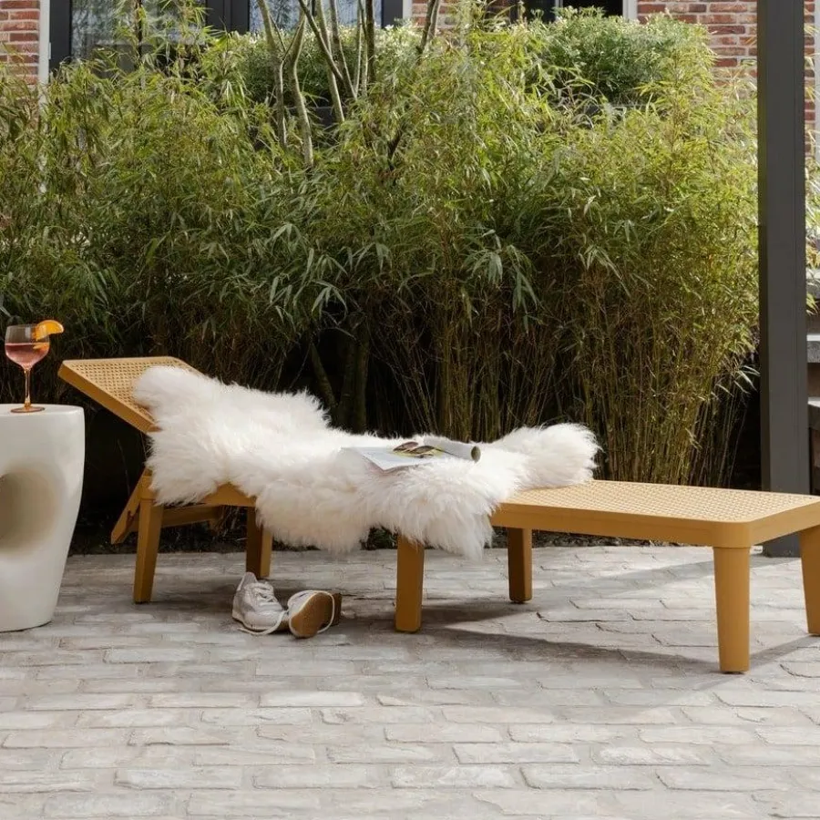 Woood Jinte ligbed tuin kunststof geel Best