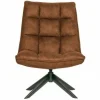 Woood Jouke draaifauteuil kunstleer - Groen en Cognac New