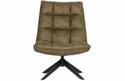 Woood Jouke draaifauteuil kunstleer - Groen en Cognac New