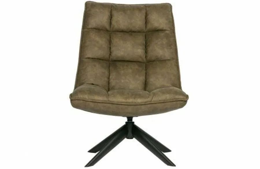 Woood Jouke draaifauteuil kunstleer - Groen en Cognac New
