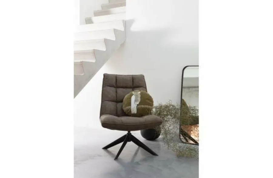 Woood Jouke draaifauteuil kunstleer - Groen en Cognac New