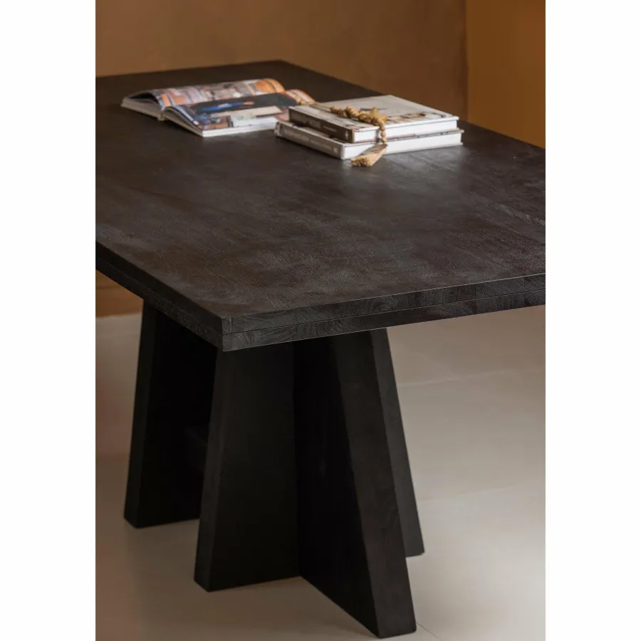 Woood Kean eettafel met middenpoot mango zwart 220x100cm Online