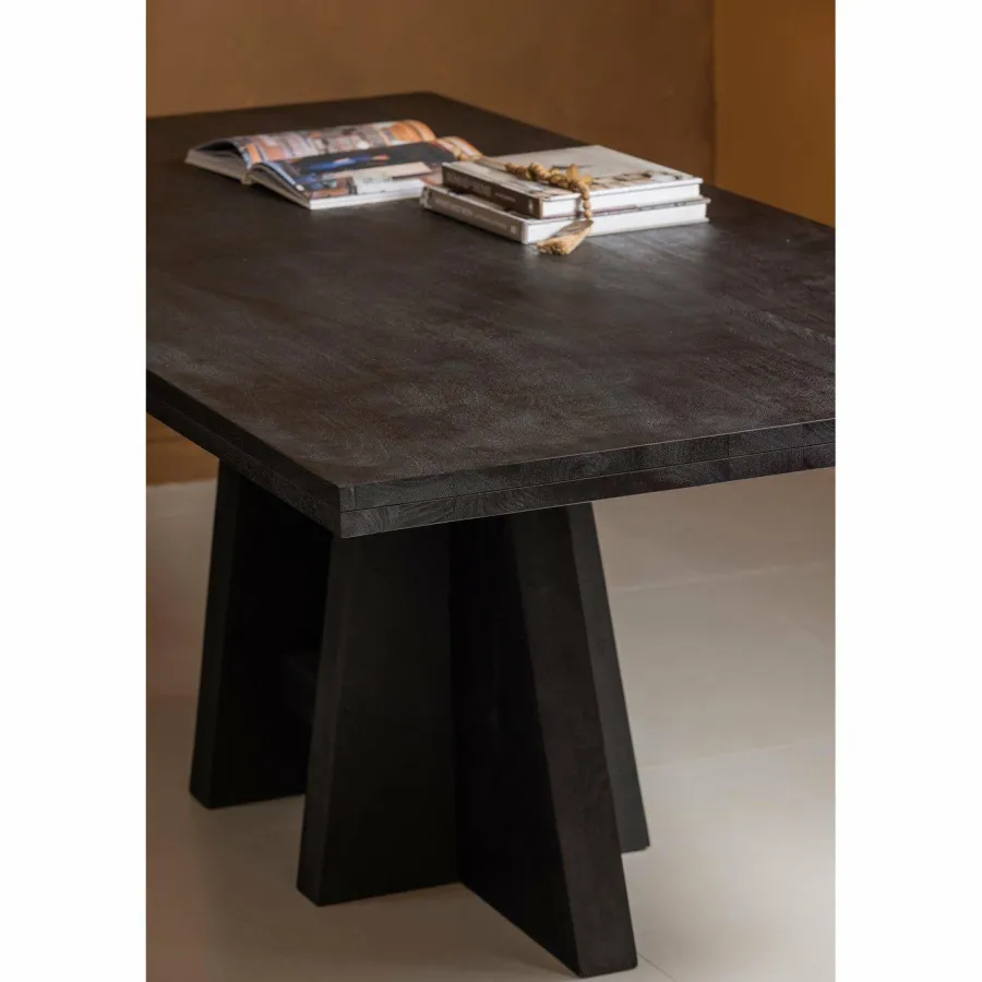 Woood Kean eettafel met middenpoot mango zwart 220x100cm Sale