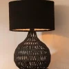 Woood Lampvoet Macy Rattan Look zwart