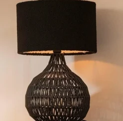 Woood Lampvoet Macy Rattan Look zwart