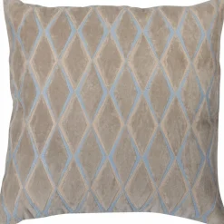 Woood Laon kussens velvet naturel/blauw - set van 3 Outlet