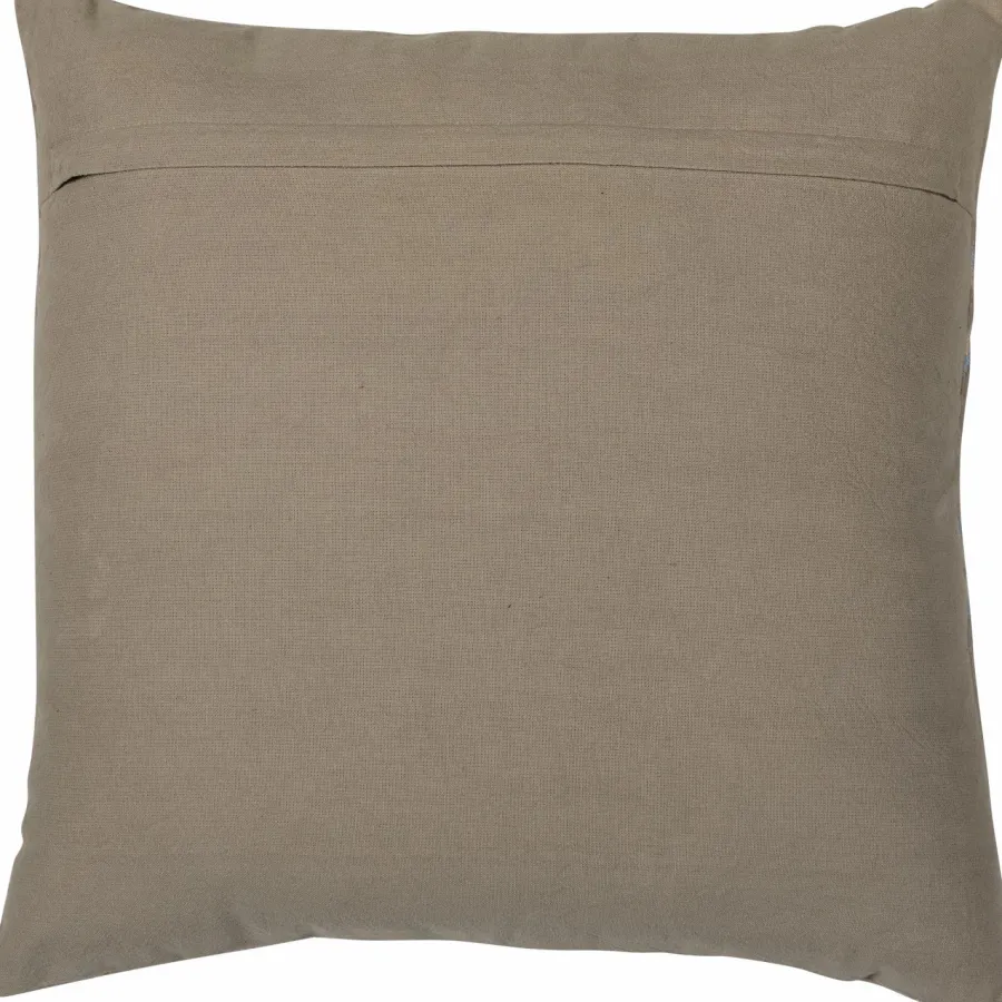 Woood Laon kussens velvet naturel/blauw - set van 3 Outlet