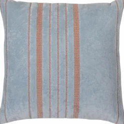 Woood Laon kussens velvet naturel/blauw - set van 3 Outlet