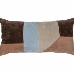 Woood Laon kussens velvet naturel/blauw - set van 3 Outlet