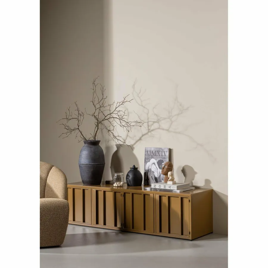 Woood Level tv-meubel metaal honinggeel 44x160cm New