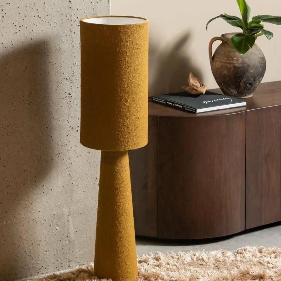 Woood LOFT tafellamp metaal/boucle tapenade 90xO22CM Online