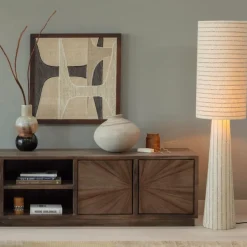 Woood Loft vloerlamp metaal/boucle naturel met strepen 130xo30cm Hot