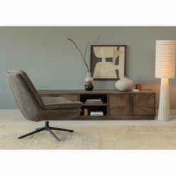 Woood Loft vloerlamp metaal/boucle naturel met strepen 130xo30cm Hot
