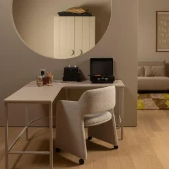 Woood Lyric eetkamerstoel met wielen greige Outlet