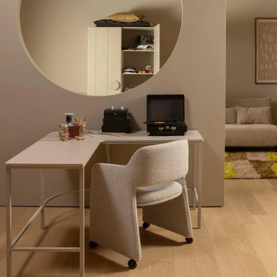 Woood Lyric eetkamerstoel met wielen greige Outlet