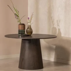Woood Maan Eettafel Rond Mdf Donkerbruin Ø 120cm Sale
