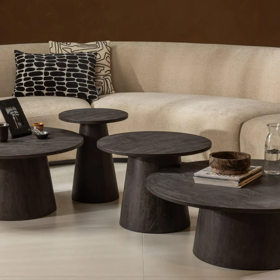 Woood Maan salontafel mdf donkerbruin 35xø100cm Discount