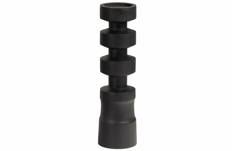 Woood Midi Kandelaar Mango Hout Zwart 41cm