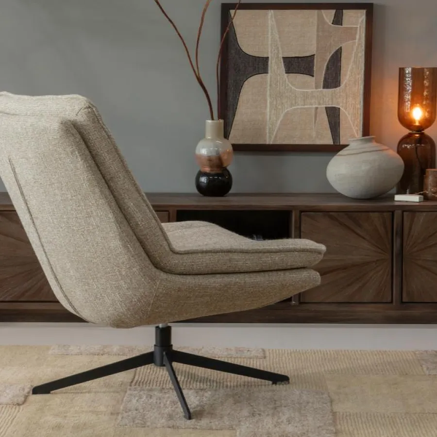 Woood Milaro draaifauteuil naturel melange Hot