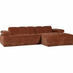 Woood Mojo Chaise Longue Bank Rechts Geweven Ribstof Roestbruin Best