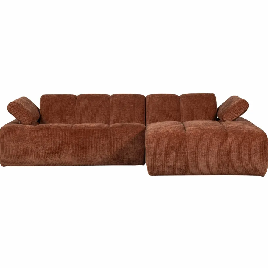 Woood Mojo Chaise Longue Bank Rechts Geweven Ribstof Roestbruin Best