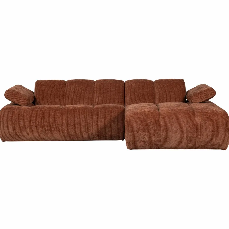 Woood Mojo Chaise Longue Bank Rechts Geweven Ribstof Roestbruin Best
