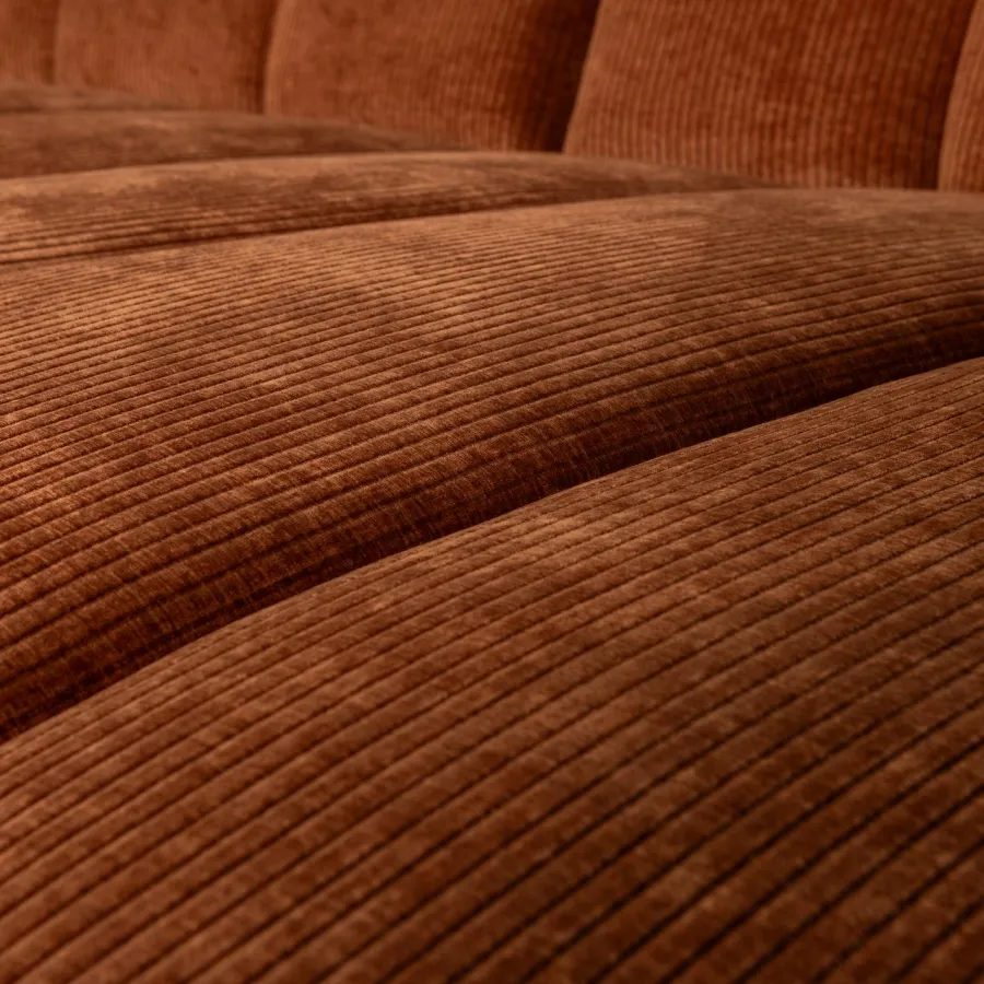 Woood Mojo Chaise Longue Bank Rechts Geweven Ribstof Roestbruin Best