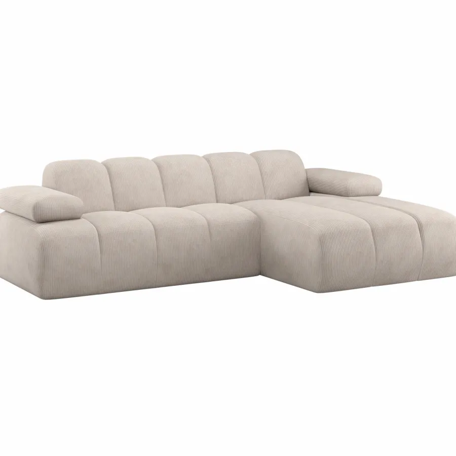 Woood Mojo Chaise Longue Bank Rechts Ribstof Ecru Discount