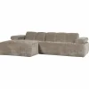 Woood Mojo Chaise Longue Bank Links Geweven Ribstof Donkerzand Clearance