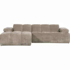 Woood Mojo Chaise Longue Bank Links Geweven Ribstof Donkerzand Clearance