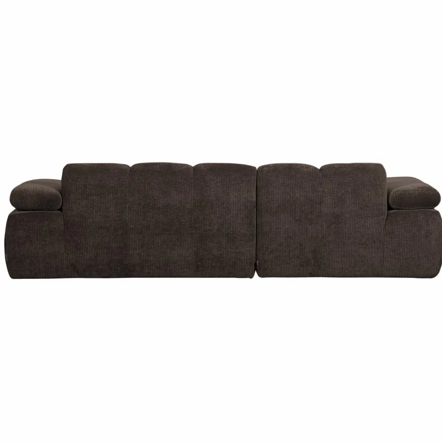 Woood Mojo Chaise Longue Bank Links Geweven Ribstof Bruin