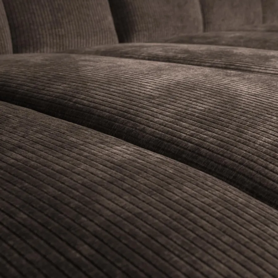 Woood Mojo Chaise Longue Bank Links Geweven Ribstof Bruin